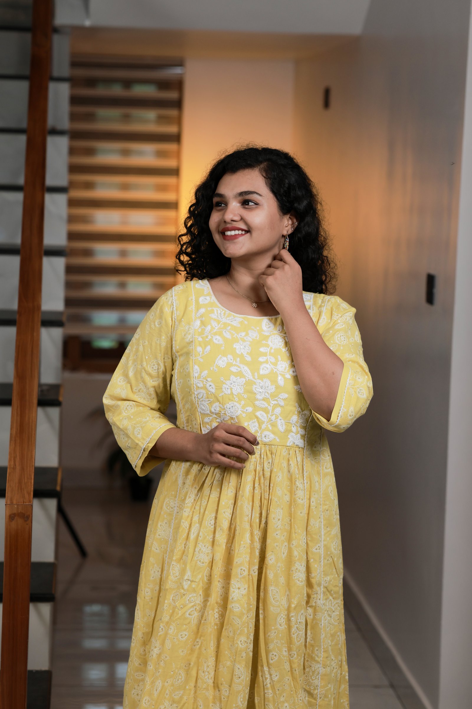 LA00093 Three piece set-Fabric-cotton-Work-Embroidery-Color-Lime green-Size-(M-L-XXL)