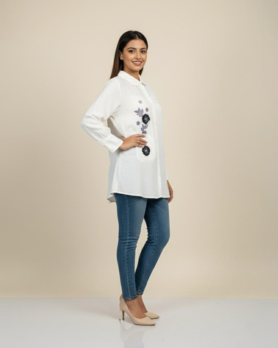 LA00166-Korean shirt-Imported fabric-Colour-White,Black,Olivegreen,Pink,Ocean blue-Free size